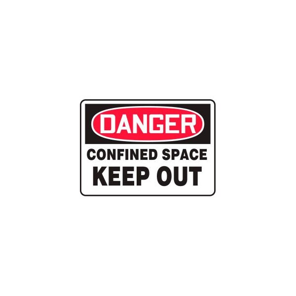 Accuform Accuform Danger Sign, Confined Space Keep Out, 10inW x 7inH, Plastic MCSP108VP - main